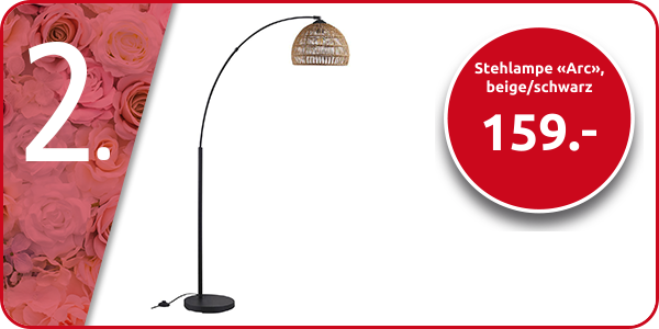 Stehlampe «Arc», beige/schwarz