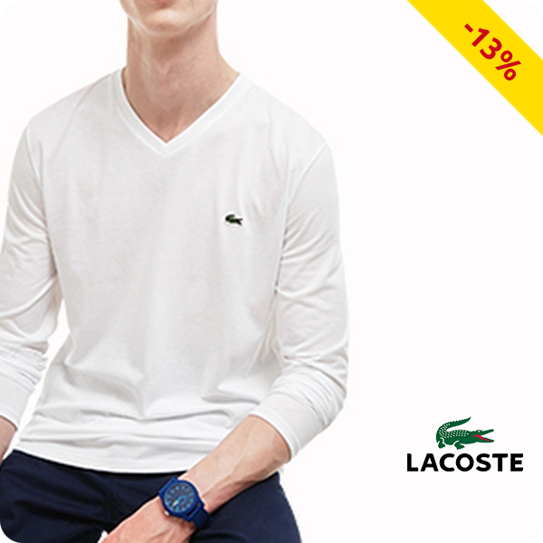 Lacoste Herrenpullover mit V-Ausschnitt, weiss
