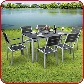 Gartenset «Cancun», 7-teilig, weiss/ grau