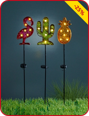 LED Solarlampen-Sticks, 3 Stück