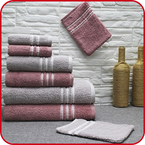 Frottee-Set mit Jacquard-Motiv, 8-teilig, rosa/grau