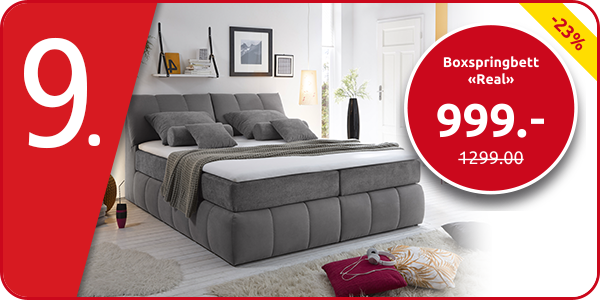 Boxspringbett «Real», 140 x 200 cm, 1 Matratze, grau/anthrazit