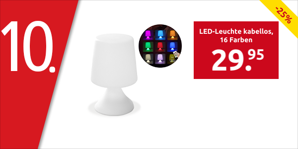 LED-Leuchte «Nomade», kabellos, 16 Farben, mit Fernbedienung