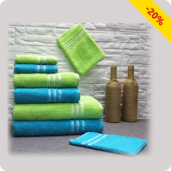 Set de linges éponge avec motif Jacquard, 8 pièces, turquoise/vert