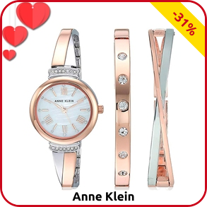 Anne Klein Etui mit Damenuhr und Armbändern, roségoldfarben