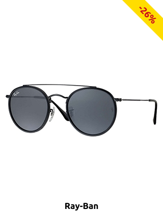 Ray-Ban Sonnenbrille «Round Double Bridge», schwarz