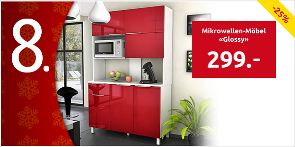 Mikrowellen-Möbel «Glossy» mit 6 Schranktüren, rot