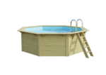 Aufstellpool Holzpool-Set Karibu Nixe 1 achteckig Ø 432,5x121,1 cm inkl. Sandfilteranlage, Einhängeleiter und Breitmaulskimmer mit Rücklaufdüse