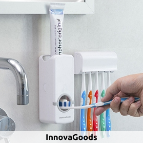 Zahnpasta-Spender und Halter für 5 Zahnbürsten