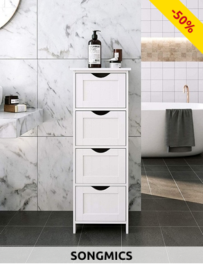 SONGMICS Regal «Nino», 4 Schubladen, B 30 x H 82 x T 30 cm, weiss