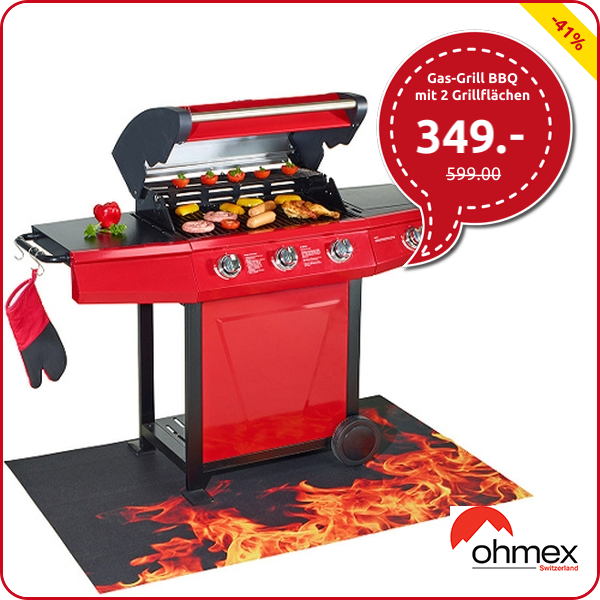Gas-Grill BBQ 3005 von Ohmex mit 2 Grillflächen