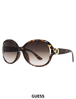 GUESS Damensonnenbrille mit rundem Logo, braun