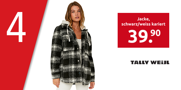 TALLY WEiJL Jacke mit grossen Taschen, schwarz/weiss kariert