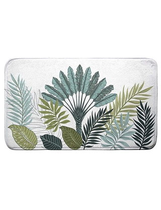 Badteppich «Panazio», 45 x 75 cm, weiss, mit grünem Muster