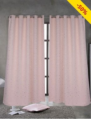 Lichtundurchlässiger Vorhang «Stars», 240 x 140 cm, rosa