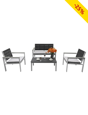 Gartenset «Maya», 4-teilig, weiss/grau