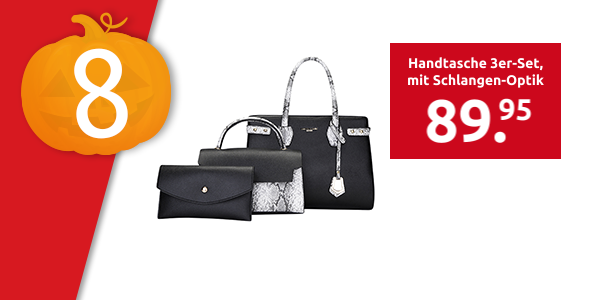 Handtasche 3er-Set, mit Schlangen-Optik-Details, schwarz