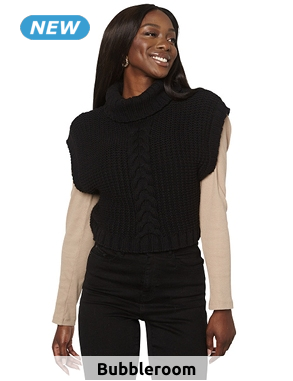 Top aus markantem Strick, schwarz