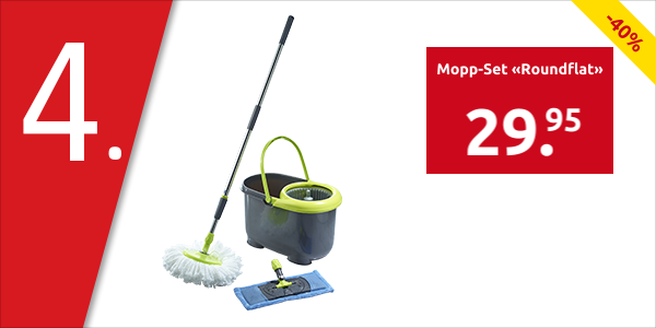 Mopp-Set «Roundflat» mit doppeltem Schleudersystem