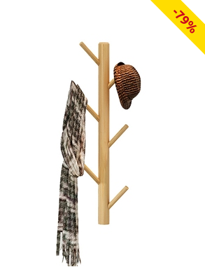 Wandgarderobe «Wood», Ø 3,3 x H 60 cm, hellbraun