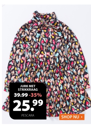 Jurk met strikkraag nu voor 25.99