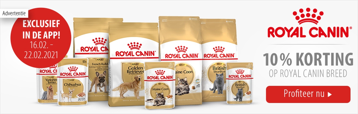 10% korting op Royal Canin Breed via de app!