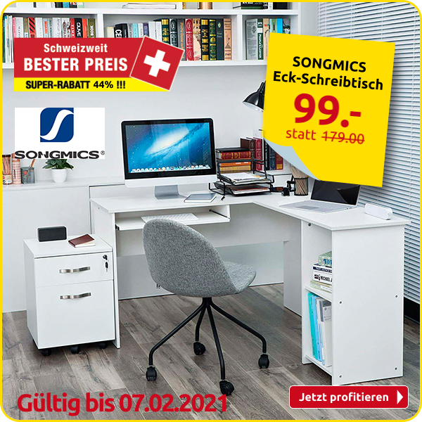 SONGMICS Eck-Schreibtisch, weiss