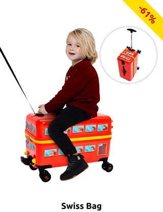 Swissbags Koffer «Bus Trolley», zum Hinsetzen und Ziehen des Kindes