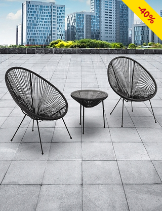 3-teiliges Gartenset «Egg», schwarz