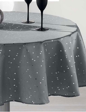 Tischdecke «Safina», Ø 180 cm, grau/silberfarben