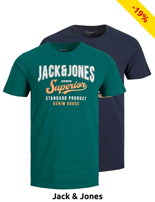 JACK&JONES T-Shirts, 2er-Pack, grün + blau