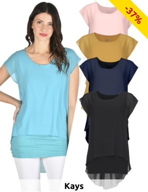 Tunika, Crêpe-Georgette mit Jersey-Untertop