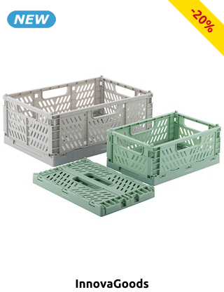 InnovaGoods Faltbare & stapelbare Kisten, 3 Stück