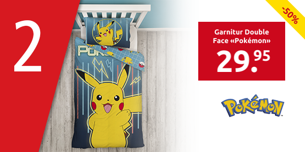 Garnitur Double Face «Pokémon» 160 x 210 cm + 65 x 100 cm