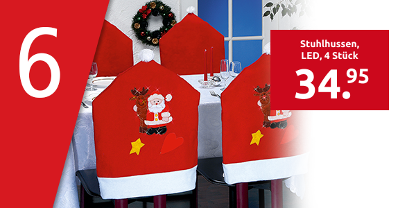 Stuhlhussen «Weihnachten», LED, 4 Stück
