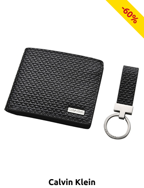 CALVIN KLEIN Brieftasche «David» & Schlüsselanhänger, schwarz