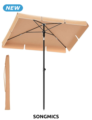 SONGMICS Sonnenschirm, L 180 x B 125 X H 180-240 cm, taupe