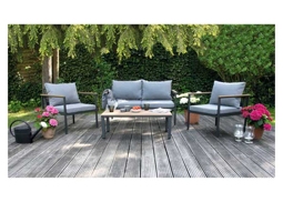 Gartenmöbelset Loungeset Garden Place Lucy 4 -Sitzer bestehend aus: Zweisitzer-Bank, Tisch, 2 Sessel inkl. Auflagen Aluminium Kunststoff Holz