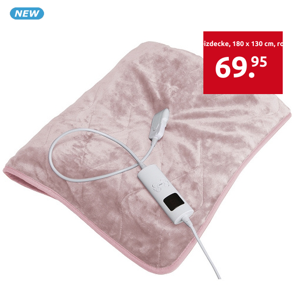 Heizdecke, 180 x 130 cm, rosa
