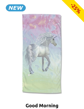 Good Morning Strandtuch «Einhorn», 75 x 150 cm