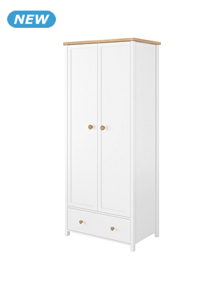 Schrank «Alex», B 85 x H 186 x T 52 cm, Dekor weiss/holz