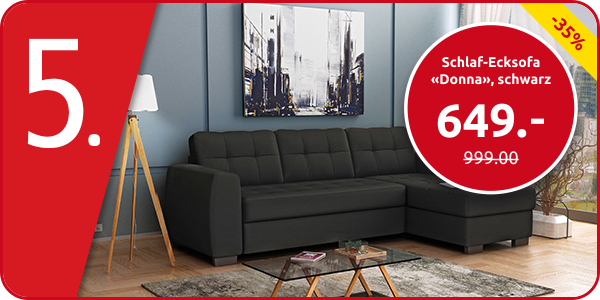 Schlaf-Ecksofa «Donna», schwarz