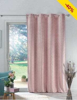 Vorhang, lichtundurchlässig, aus Samt, 240 x 140 cm, rosa