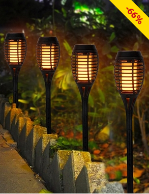 Solarlampen «Flambo», 4 Stück, mit abnehmbarem Erdspiess