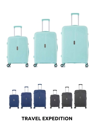 TRAVEL EXPEDITION Koffer «Monaco», 3er-Set, hellblau