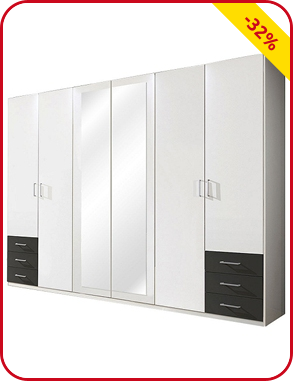 Kleiderschrank 6 Türen, B 270 x H 208 x T 58 cm