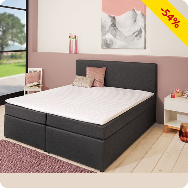 Boxspring-Bett «Trendy 2», feste Matratze, 160 x 200 cm, schwarz