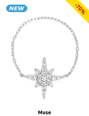 MUSE Kettenring «Star», Diamanten/Weissgold