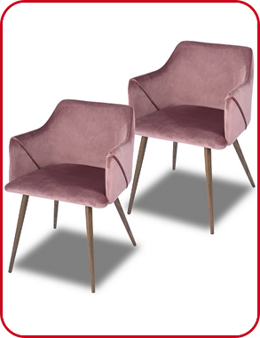 2er-Stuhlset «Aldridge», Sitzhöhe 45 cm, Sitztiefe 44 cm, total B 53 x H 75 x T 54 cm, rosa