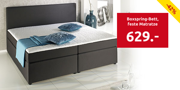 Boxspring-Bett «Trendy 2», feste Matratze, 160 x 200 cm, schwarz